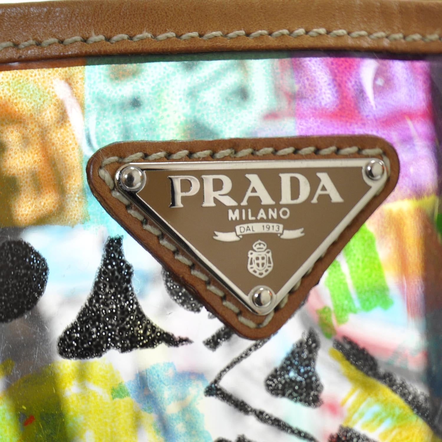 Prada Vinyl Calfskin Transparent Venice Printed Tote 10 of 10