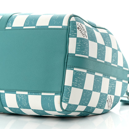 Louis Vuitton Calfskin Damier Keepall Bandouliere 45 Teal 8 of 11
