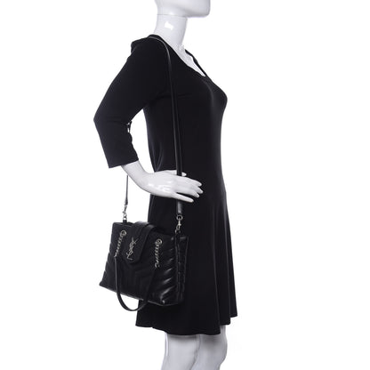 Saint Laurent Calfskin Y Quilted Monogram Small Loulou Shopper Black 2 of 10
