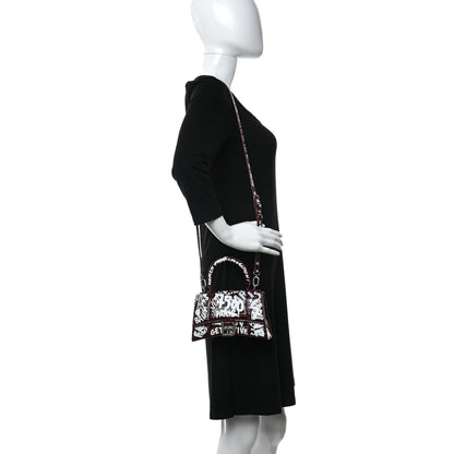 Balenciaga Calfskin Graffiti Crocodile Embossed Hourglass Top Handle Bag XS Dark Red White 2 of 9