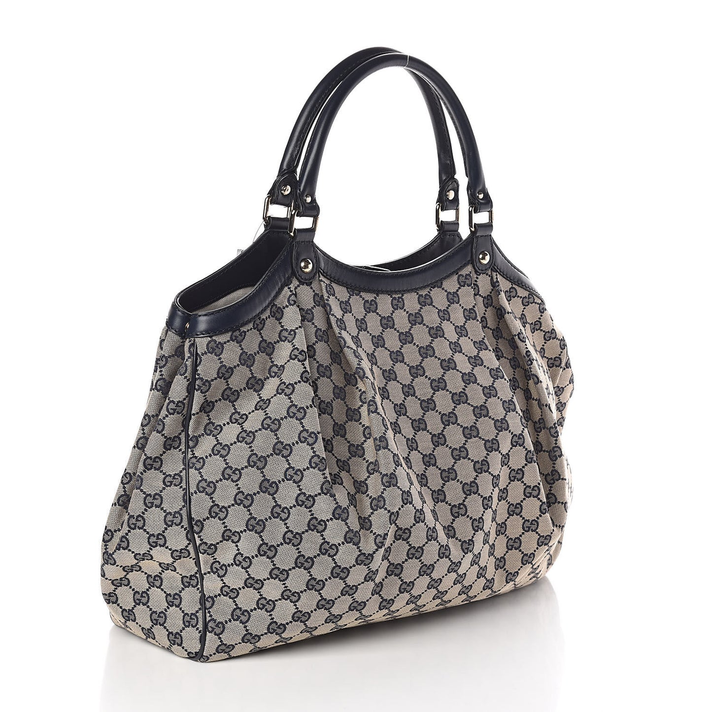 Monogram Calfskin Large Sukey Tote Beige Blue