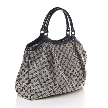 Gucci Monogram Calfskin Large Sukey Tote Beige Blue 3 of 9