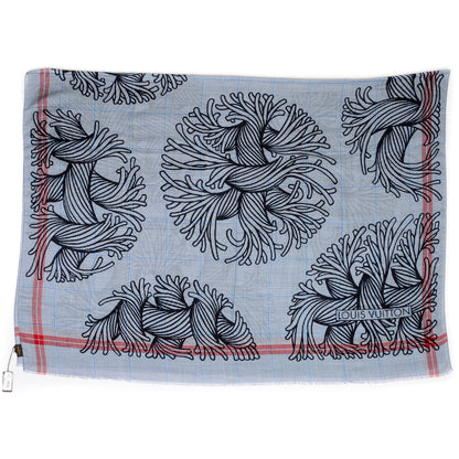 Louis Vuitton Wool Silk Nemeth Stole Marine 3 of 6