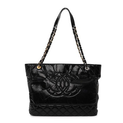 Chanel Shiny Aged Calfskin Quilted Large Shopping Bag Black 1 of 11