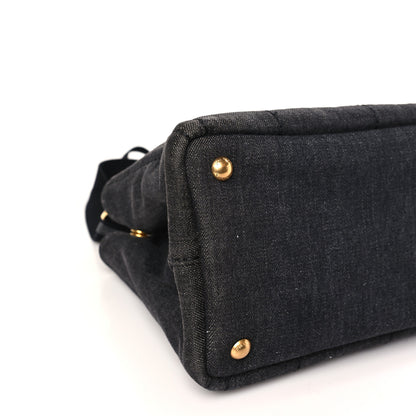 Prada Denim Small Logo Tote Black 7 of 8