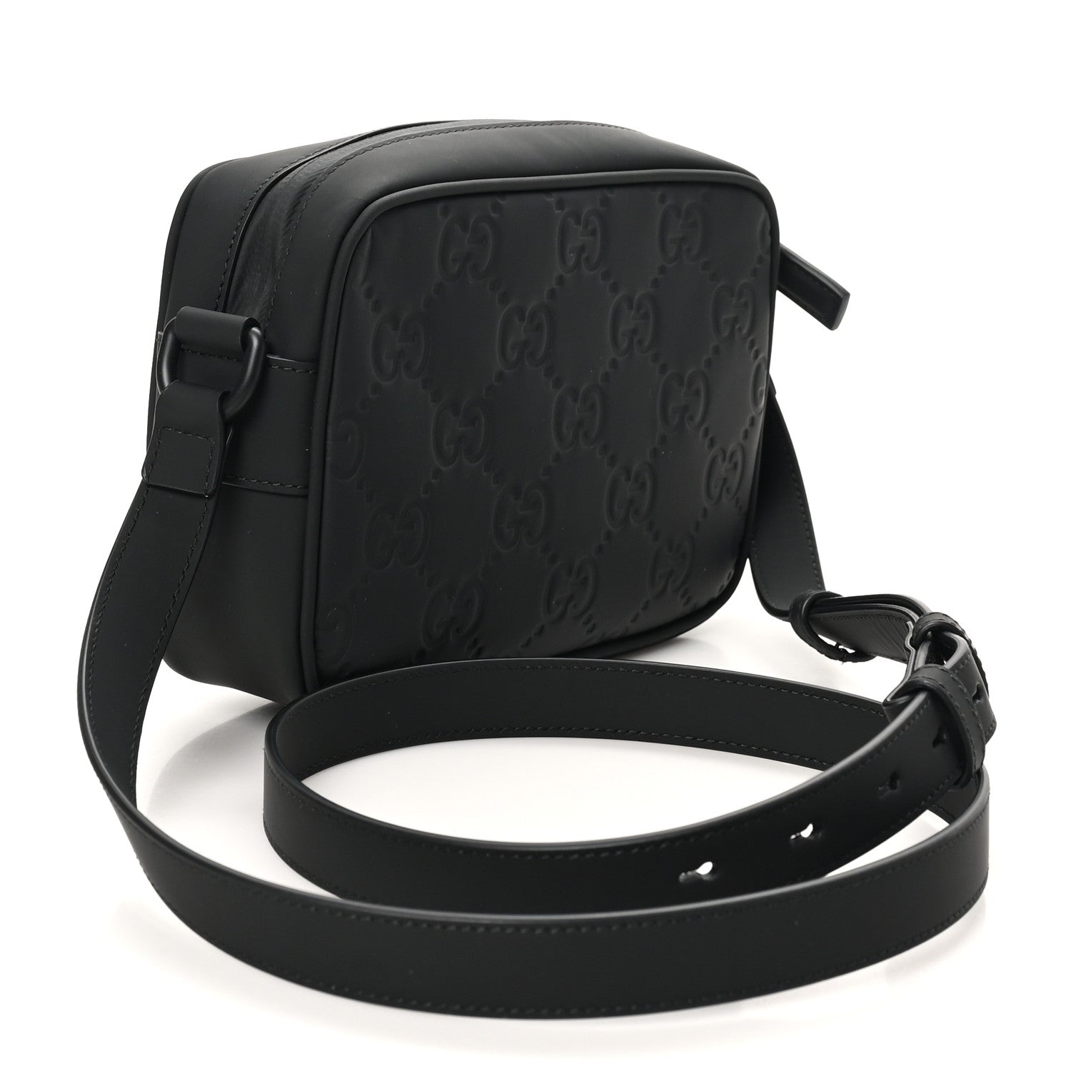 Gucci Rubber Effect Calfskin GG Mini Crossbody Bag Black 3 of 10
