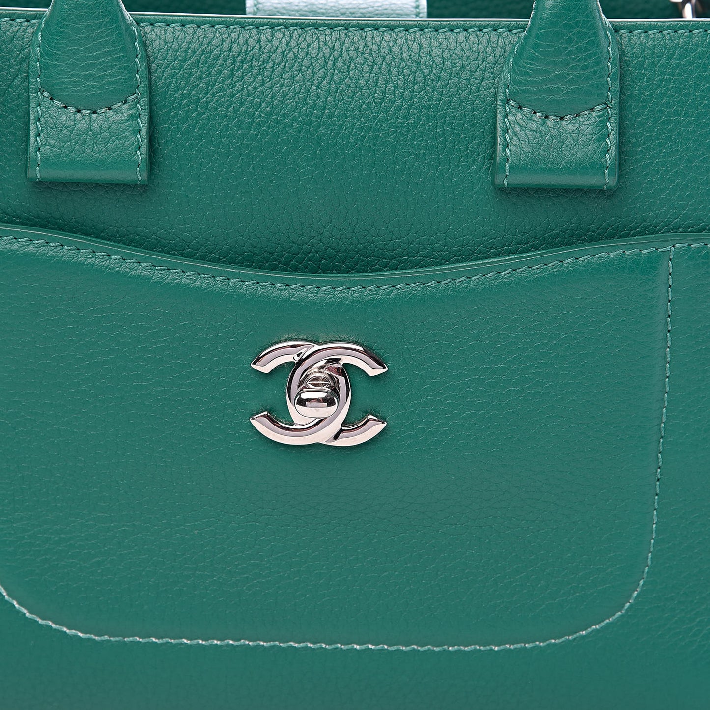 Grained Calfskin Mini Neo Executive Shopper Tote Green