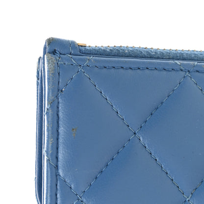 Chanel Lambskin Quilted Flap Zip Card Holder Blue 9 of 11