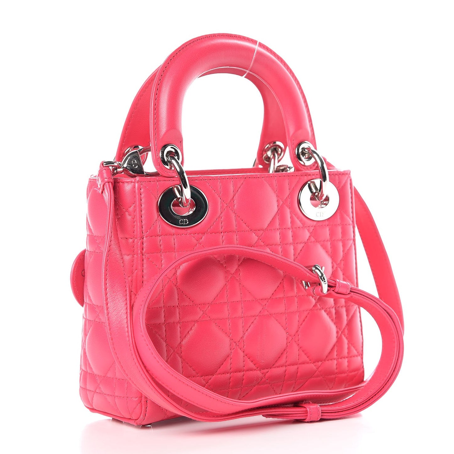 Lambskin Cannage Mini Lady Dior Fuchsia