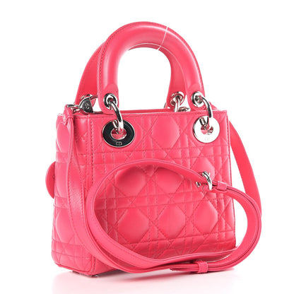 Christian Dior Lambskin Cannage Mini Lady Dior Fuchsia 3 of 13