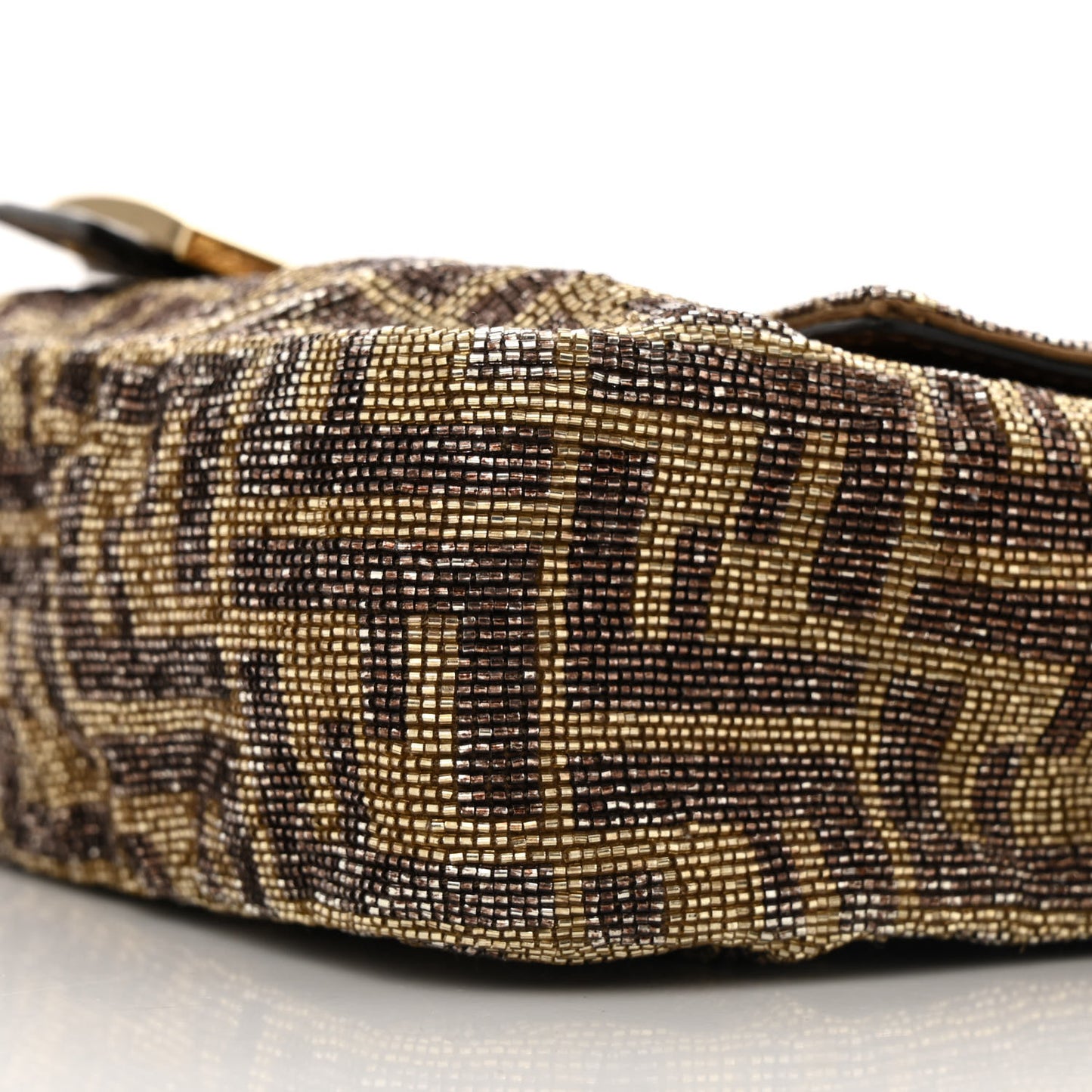 Vitello King Beaded Zucca Baguette Mogano Panna Ebano