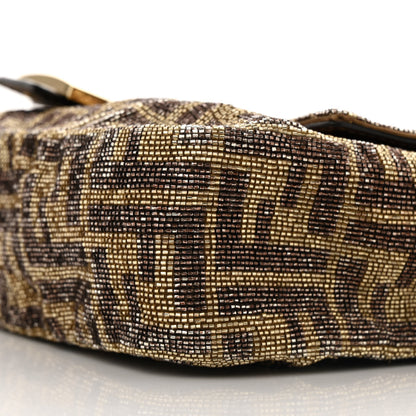 Fendi Vitello King Beaded Zucca Baguette Mogano Panna Ebano 10 of 11