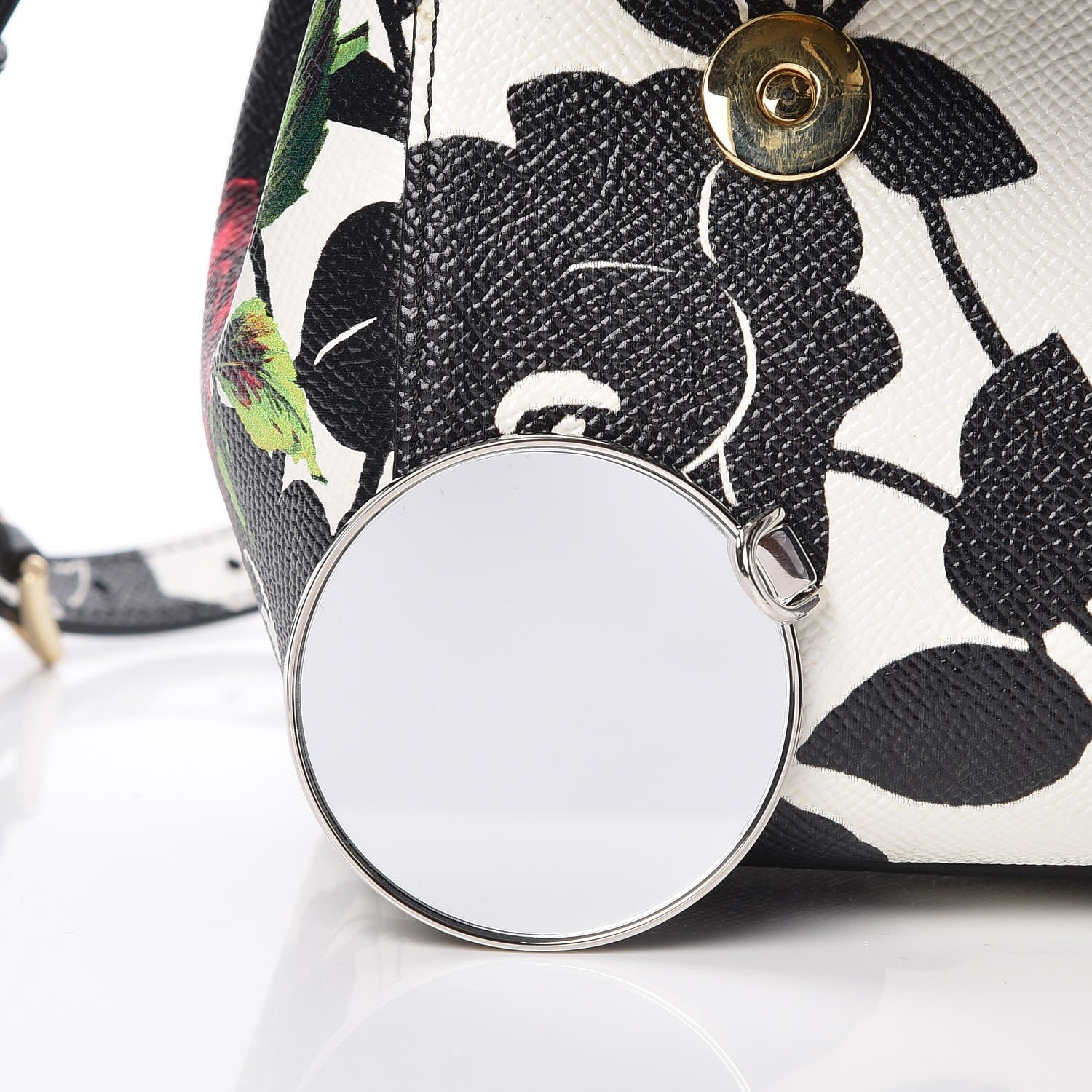 Dolce & Gabbana Dauphine Floral Print Medium Miss Sicily Satchel Black White 8 of 8
