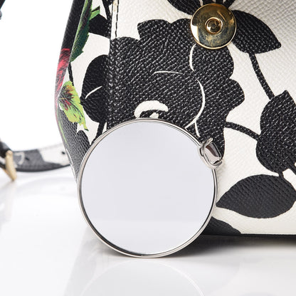 Dolce & Gabbana Dauphine Floral Print Medium Miss Sicily Satchel Black White 8 of 8