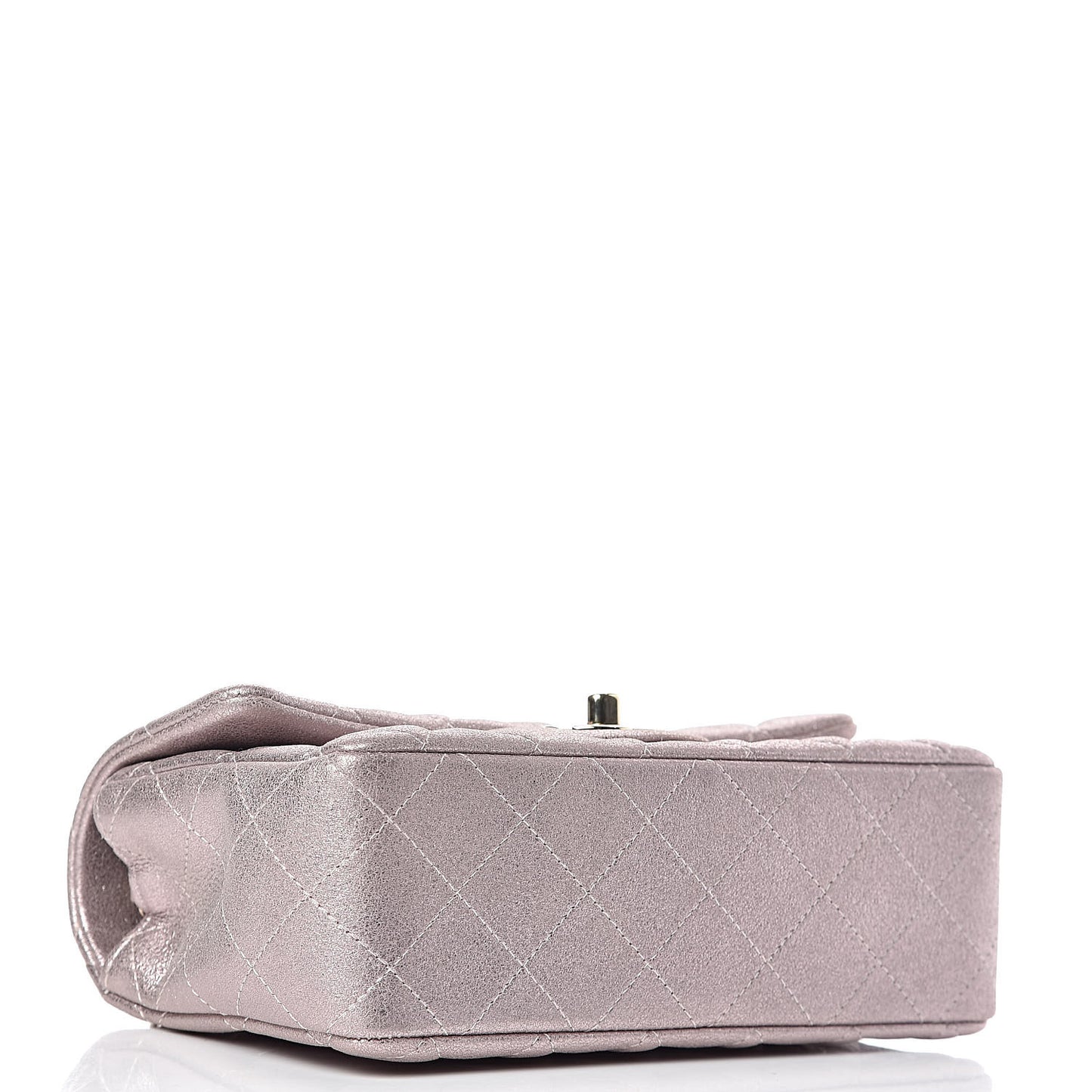 Metallic Goatskin Quilted Mini Rectangular Flap Pink