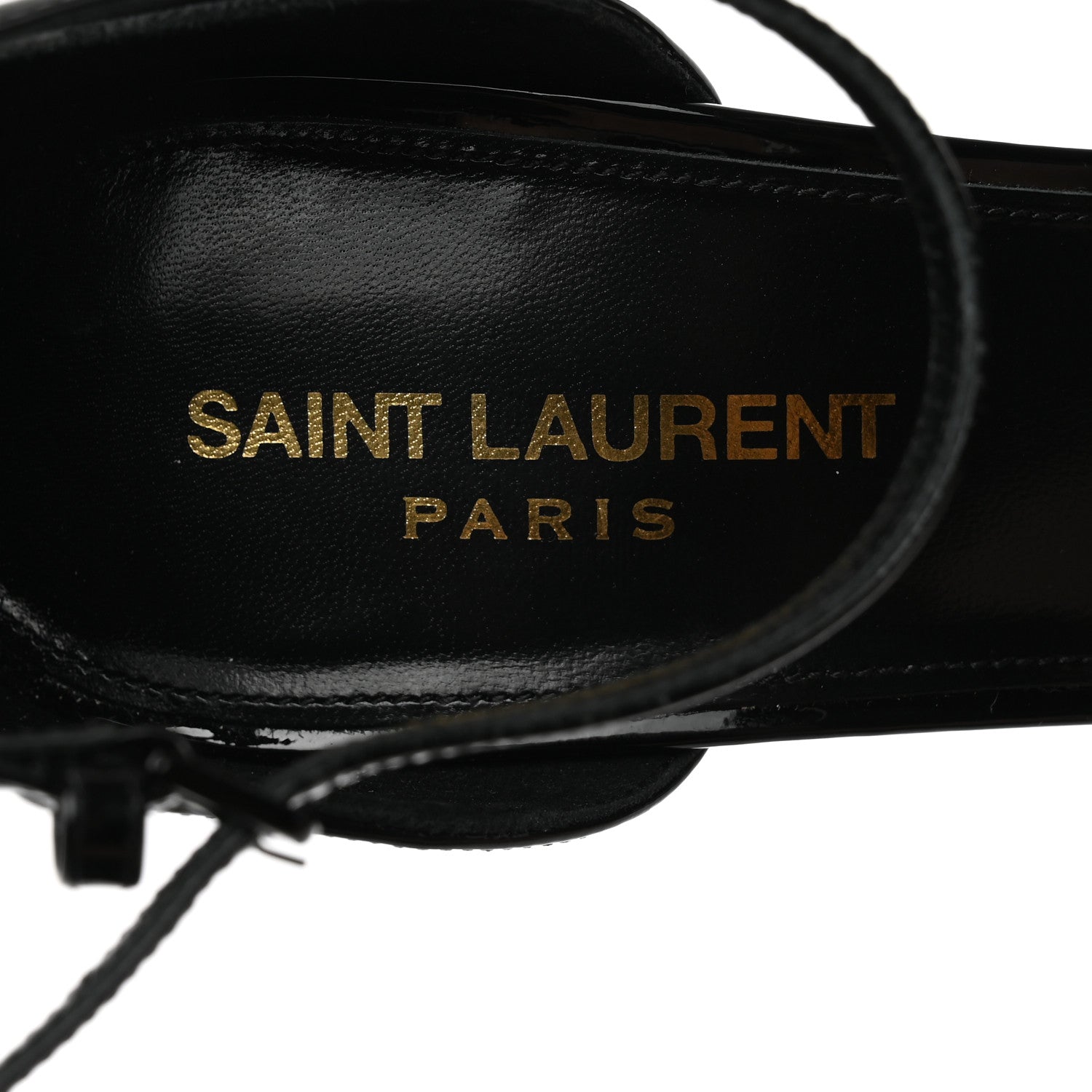 Saint Laurent Patent Calfskin Opyum 110 Sandals 40 Black Gold 6 of 9