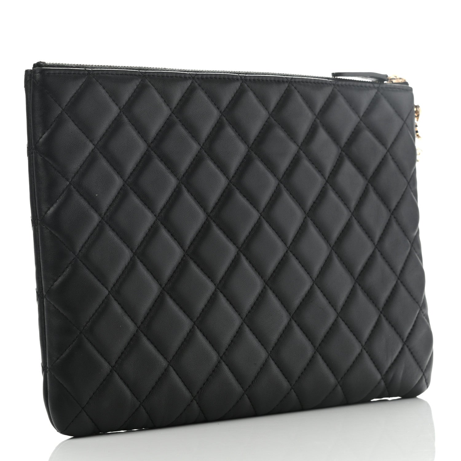 Chanel Lambskin Quilted Medium Casino Beauty CC Cosmetic Case Black 3 of 8