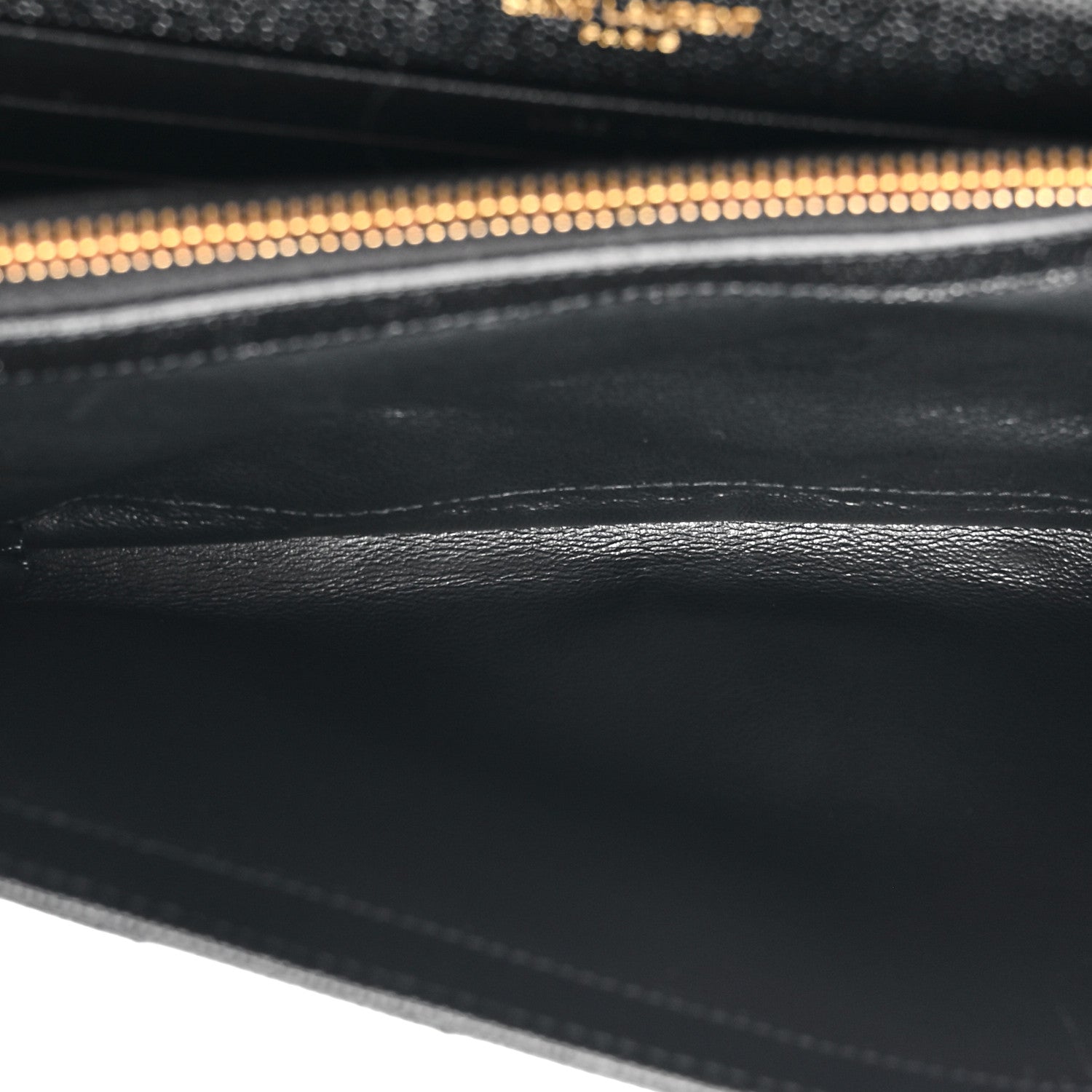 Saint Laurent Grain De Poudre Matelasse Chevron Monogram Chain Wallet Black 5 of 12