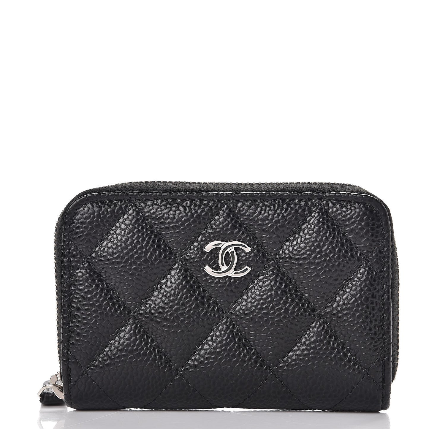 Caviar Quilted Zip Coin Purse Black