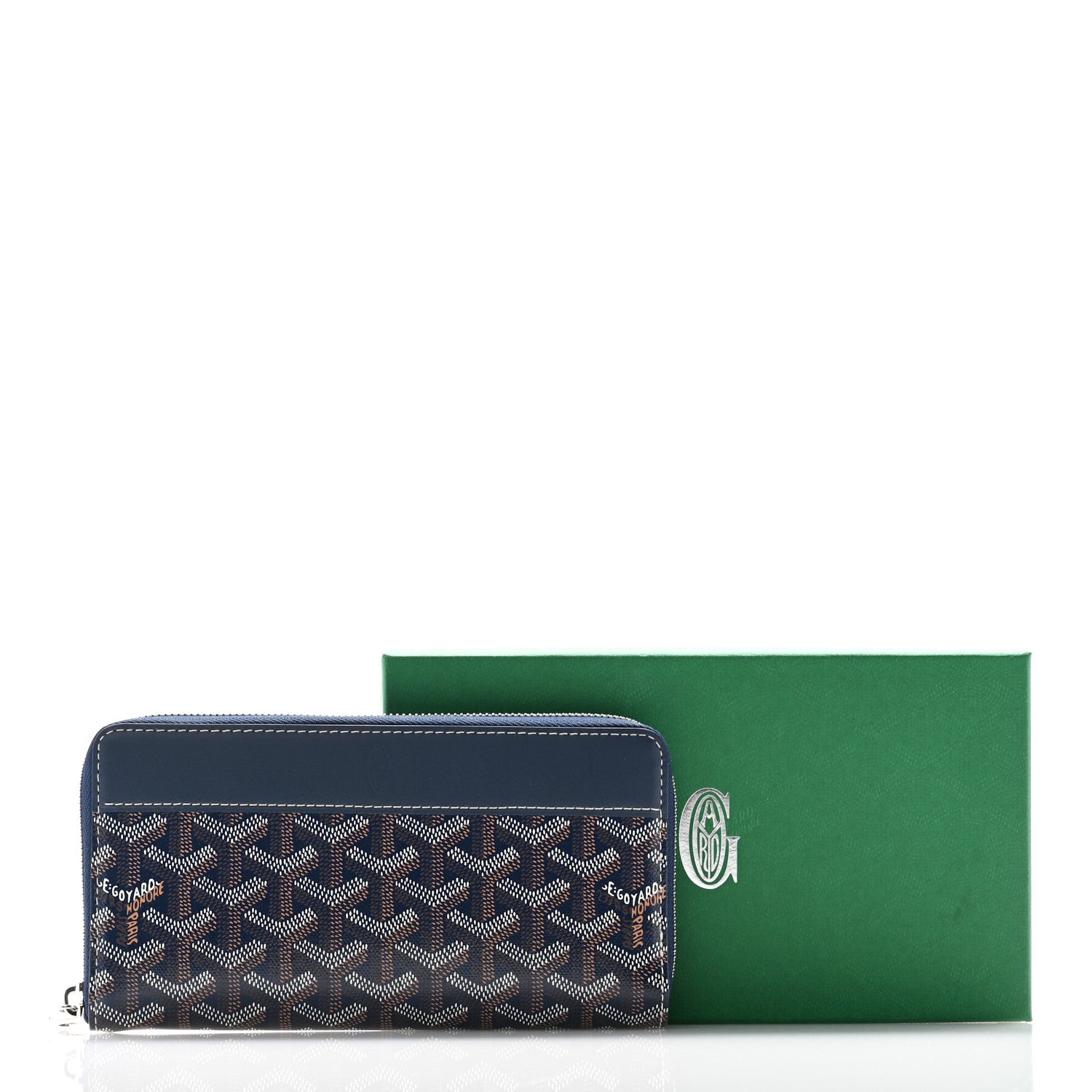 Goyard Goyardine Matignon Zip Around GM Wallet Navy 10 of 10
