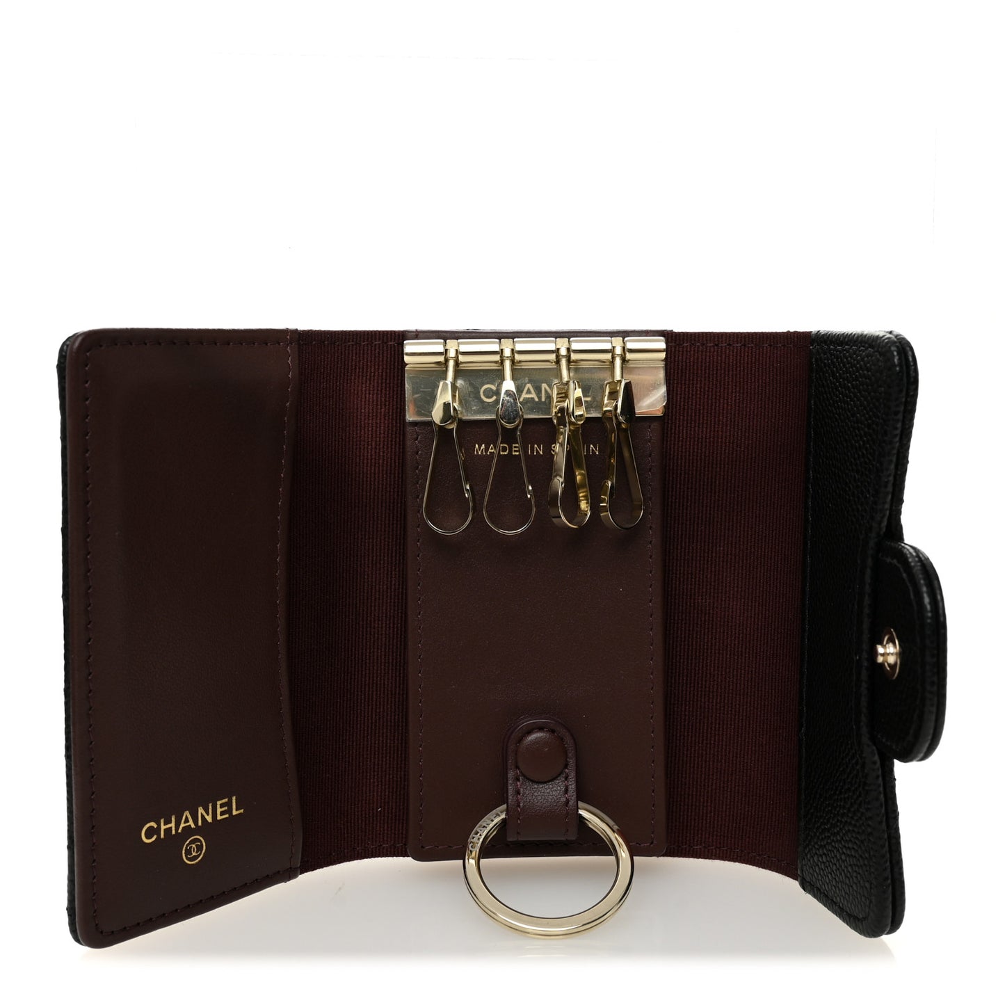 Caviar Quilted Classic 4 Key Holder Wallet Black
