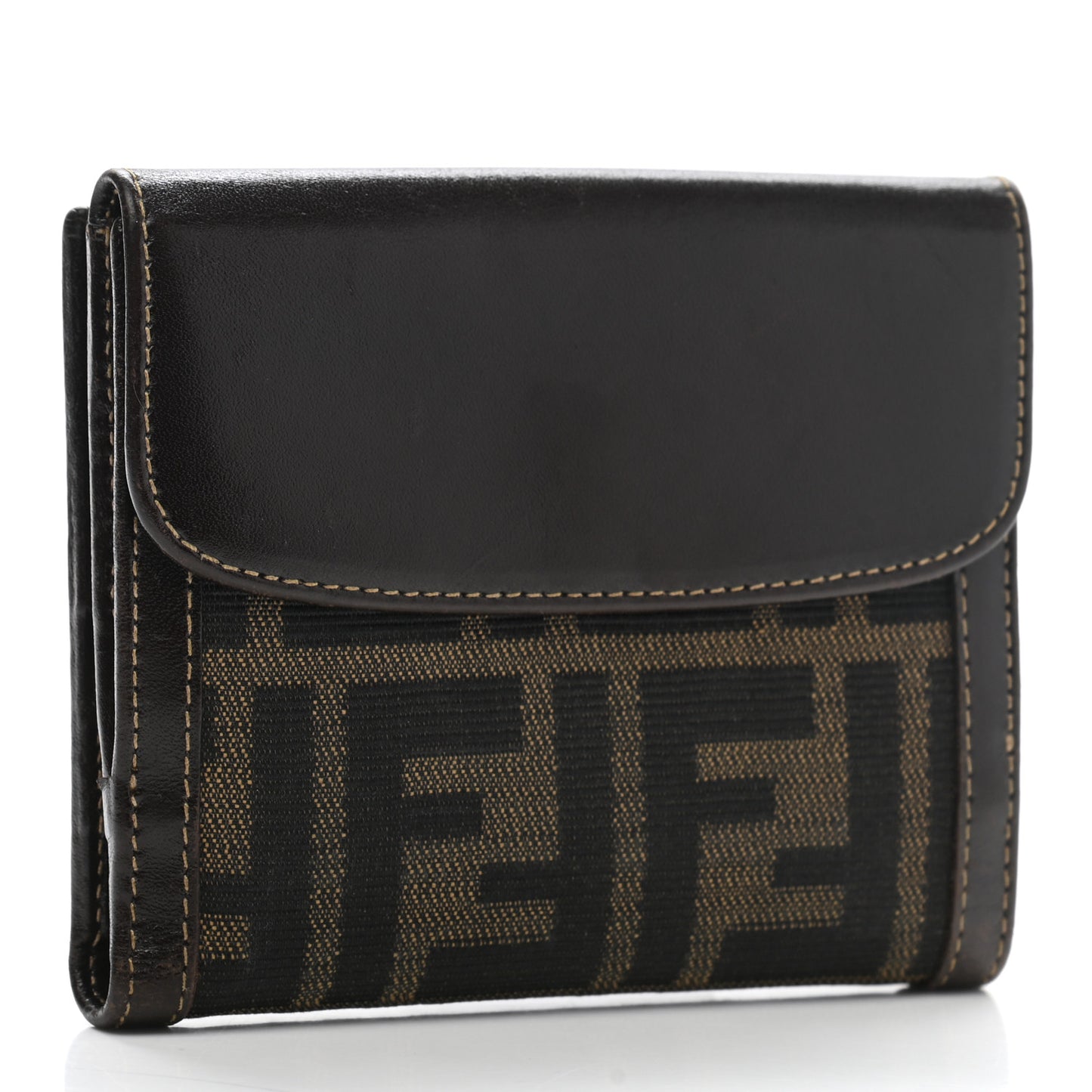 Zucca Calfskin Compact Wallet Tobacco
