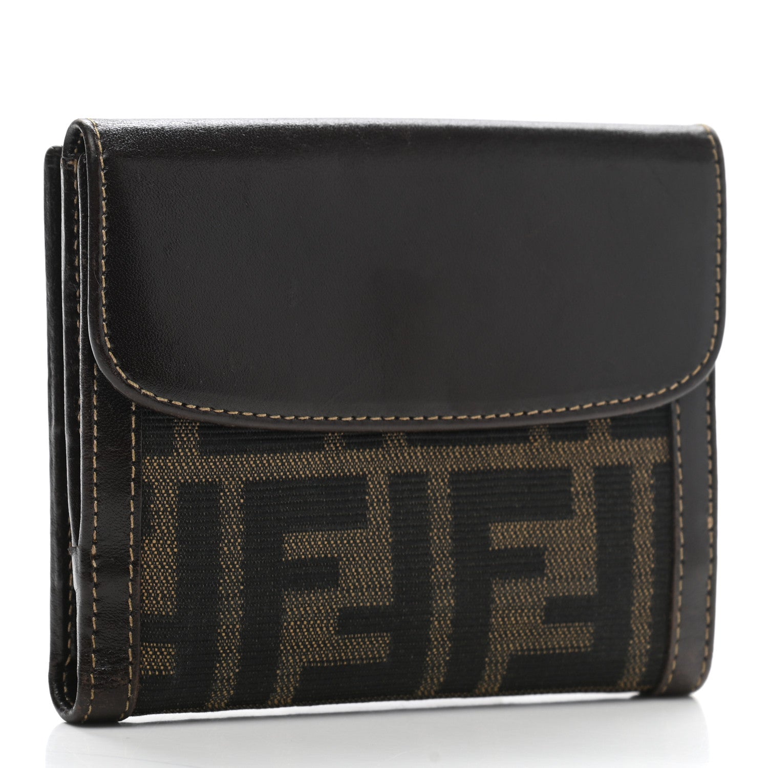 Fendi Zucca Calfskin Compact Wallet Tobacco 3 of 14