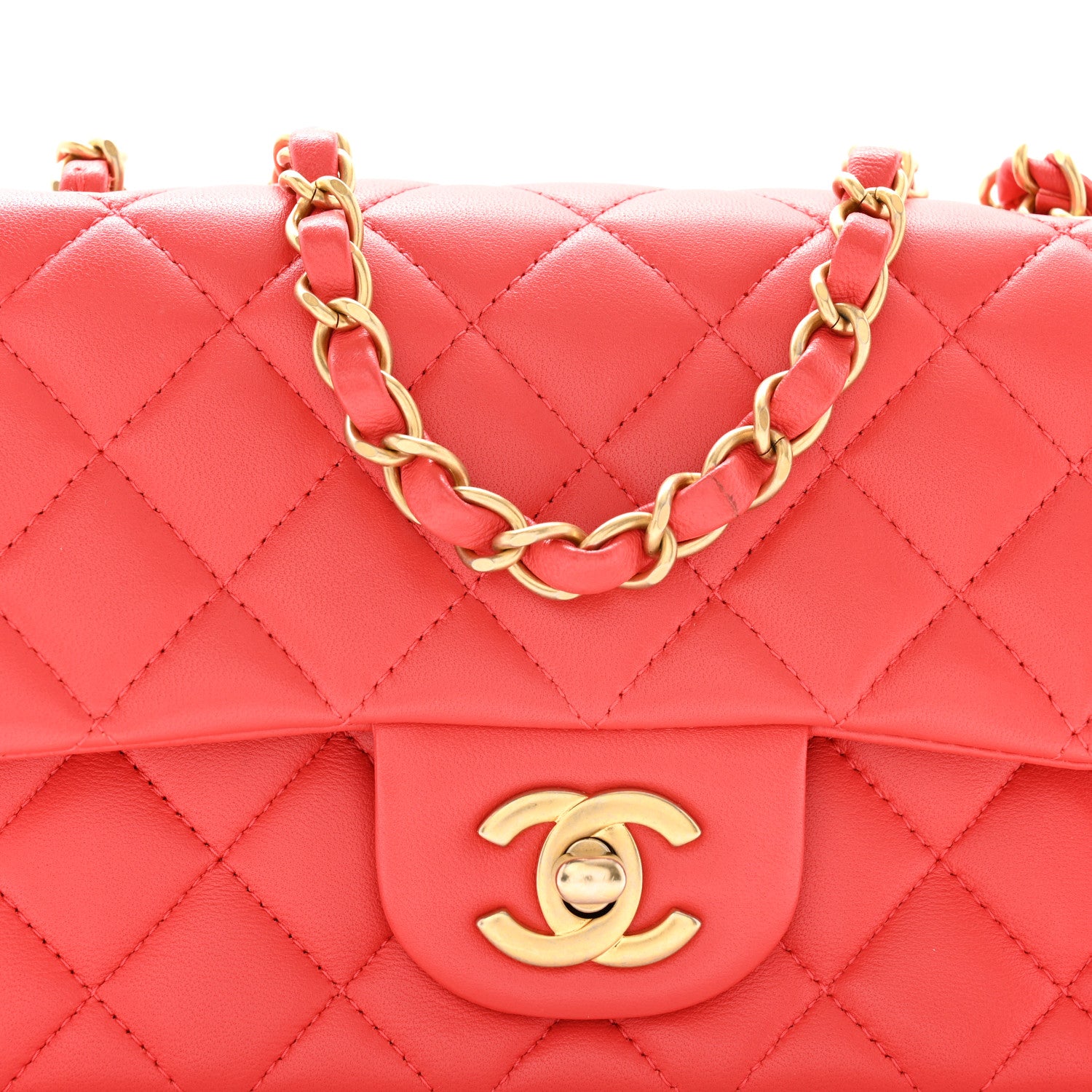 Chanel Lambskin Quilted Mini Rectangular Flap Red 8 of 11