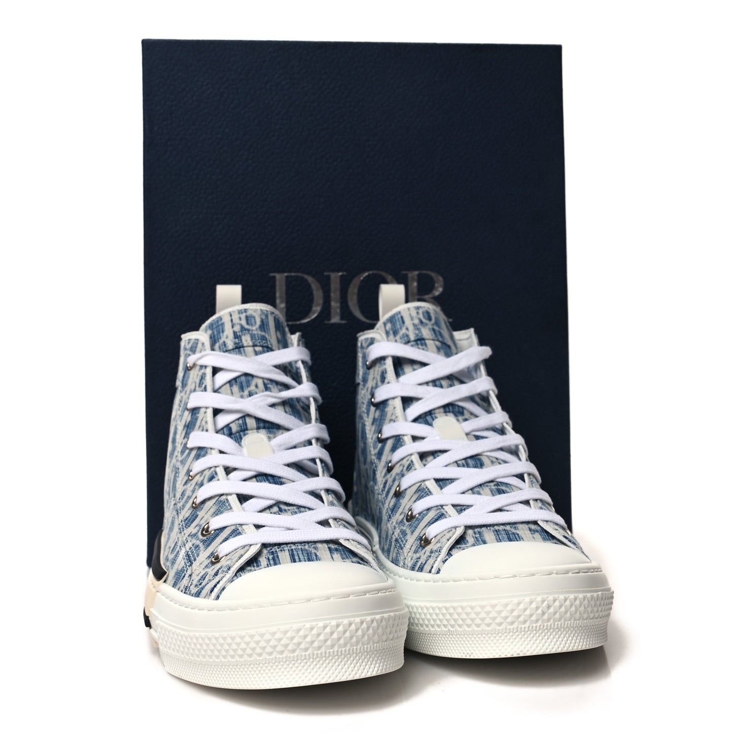 Denim Jacquard Oblique Kasuri B23 High Top Sneakers 42 Blue White