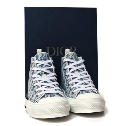 Christian Dior Denim Jacquard Oblique Kasuri B23 High Top Sneakers 42 Blue White 9 of 9