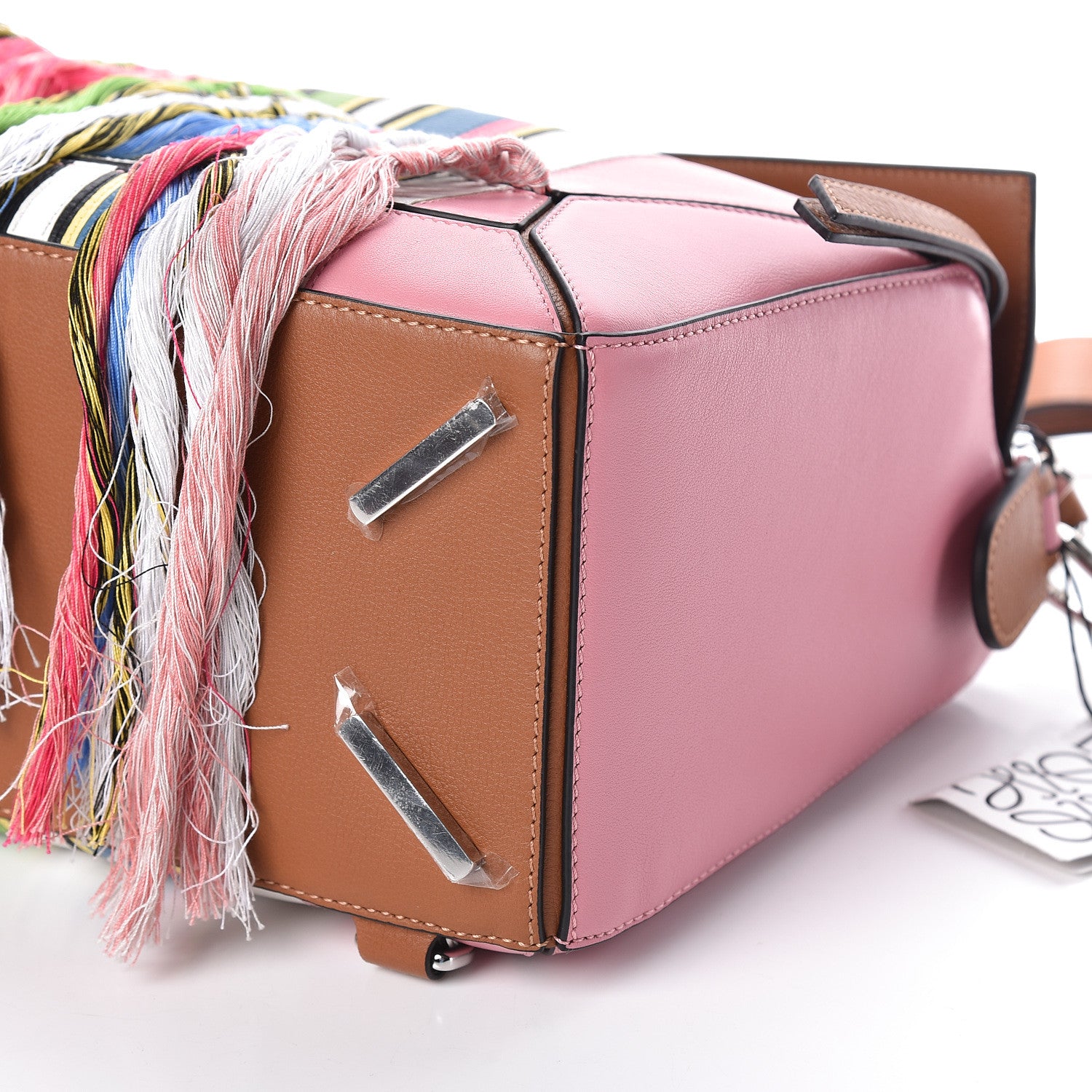 Loewe Calfskin Small Fringe Puzzle Bag Pink Multicolor 7 of 9
