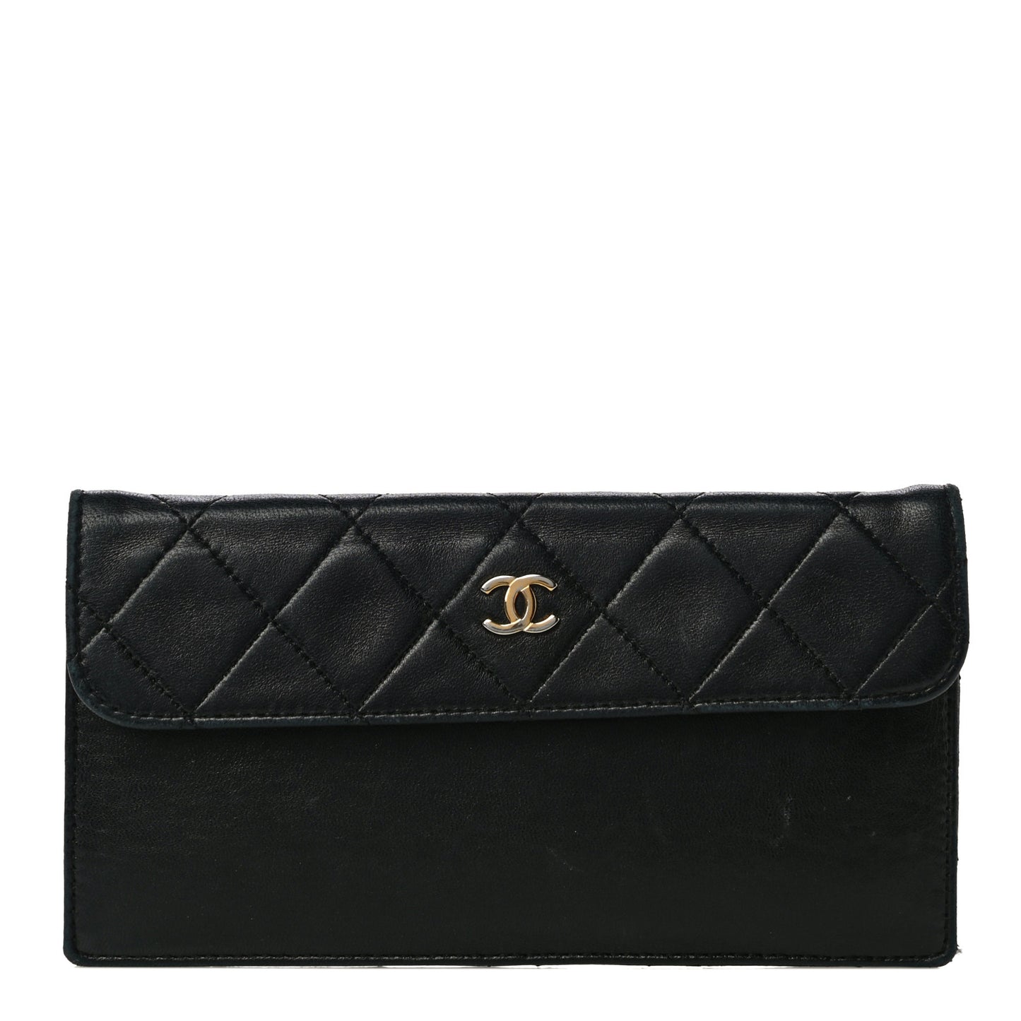 Lambskin Quilted Flap Pouch Black