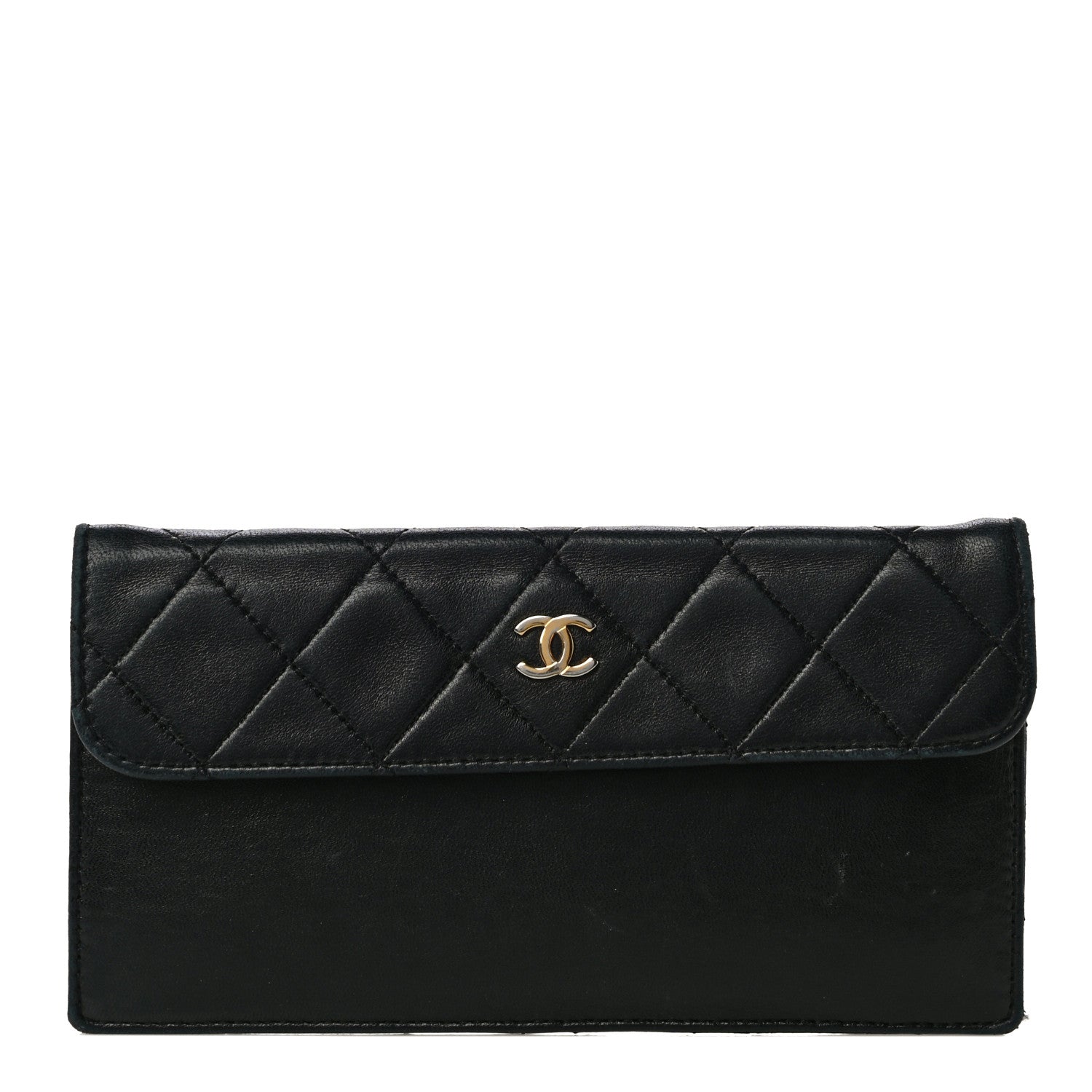 Chanel Lambskin Quilted Flap Pouch Black 1 of 13