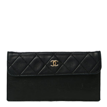 Chanel Lambskin Quilted Flap Pouch Black 1 of 13
