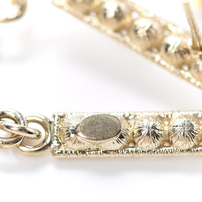 Chanel Crystal Cha-Nel Logo Drop Earrings Gold 5 of 5