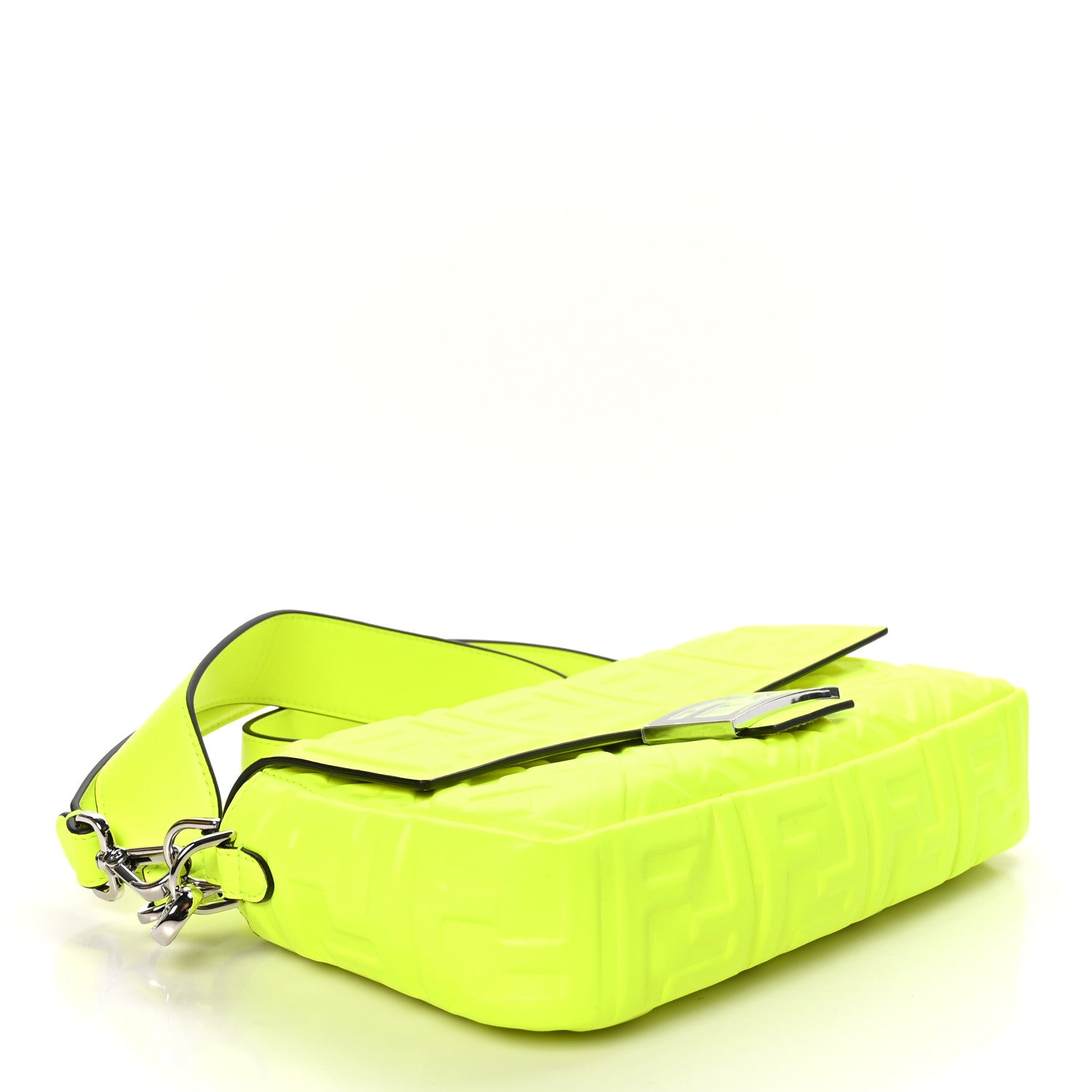 Fendi X MARC JACOBS Nappa FF 1974 Embossed Baguette Yellow Fluo 4 of 12