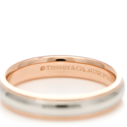 Tiffany Platinum 18K Rose Gold Lucida 4mm Band Ring 55 7.25 5 of 5