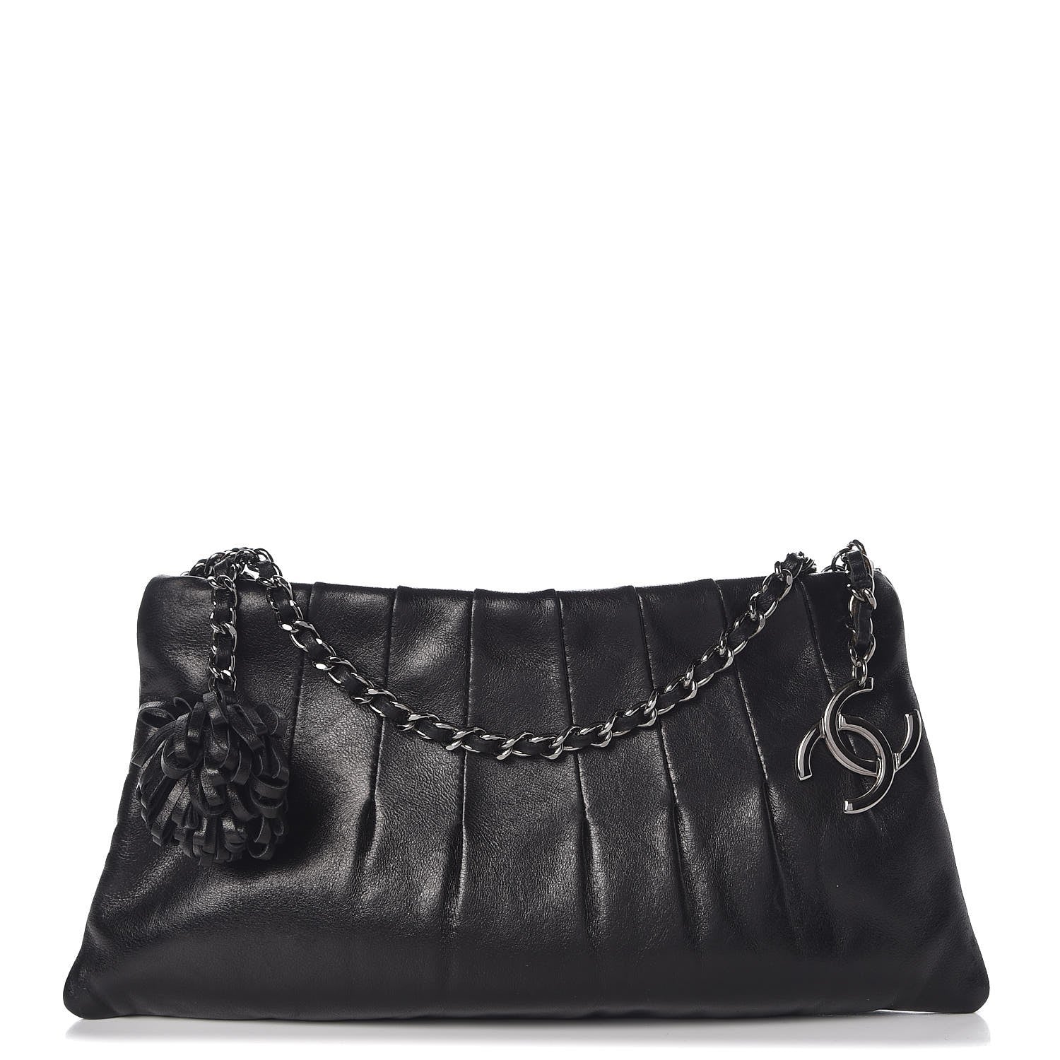 Chanel Lambskin Pleated Tassel Shoulder Bag Black 1 of 7