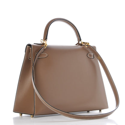 Hermes Tadelakt Sellier Kelly 32 Etoupe 3 of 32