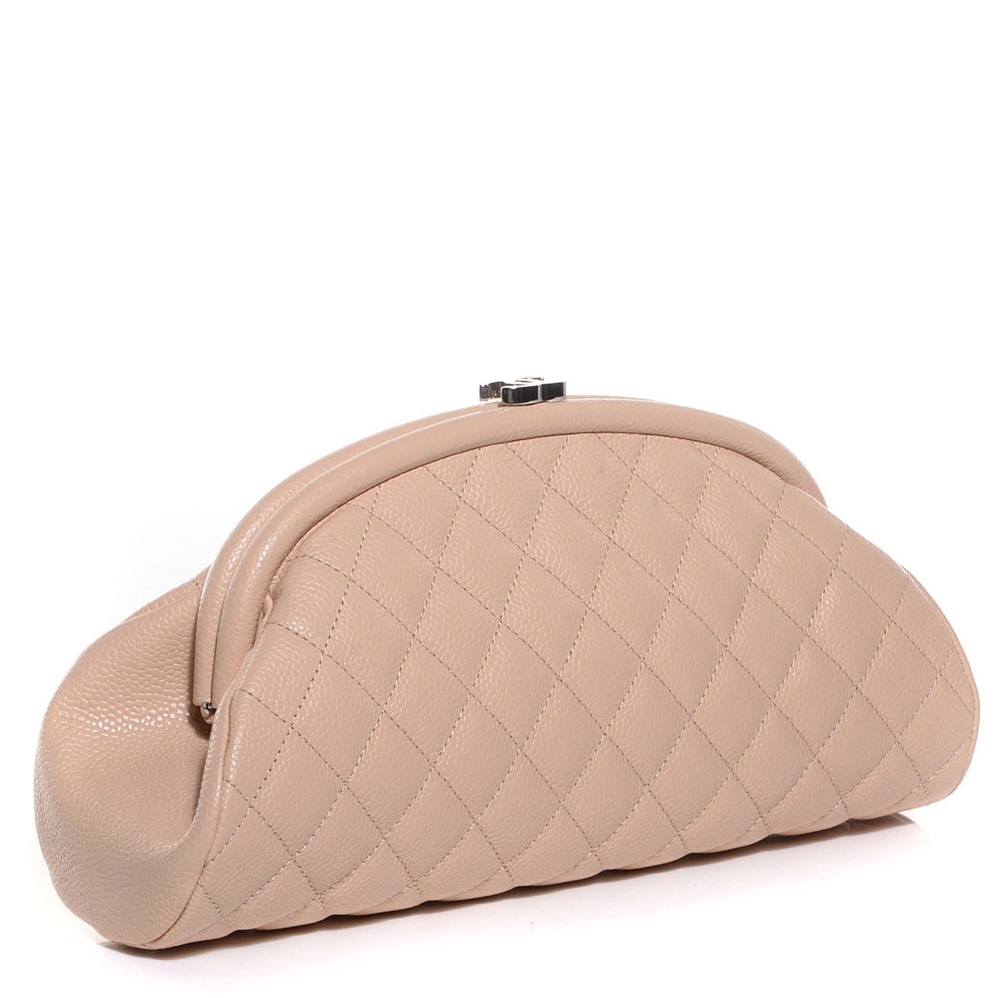 Caviar Quilted Timeless Clutch Beige Clair