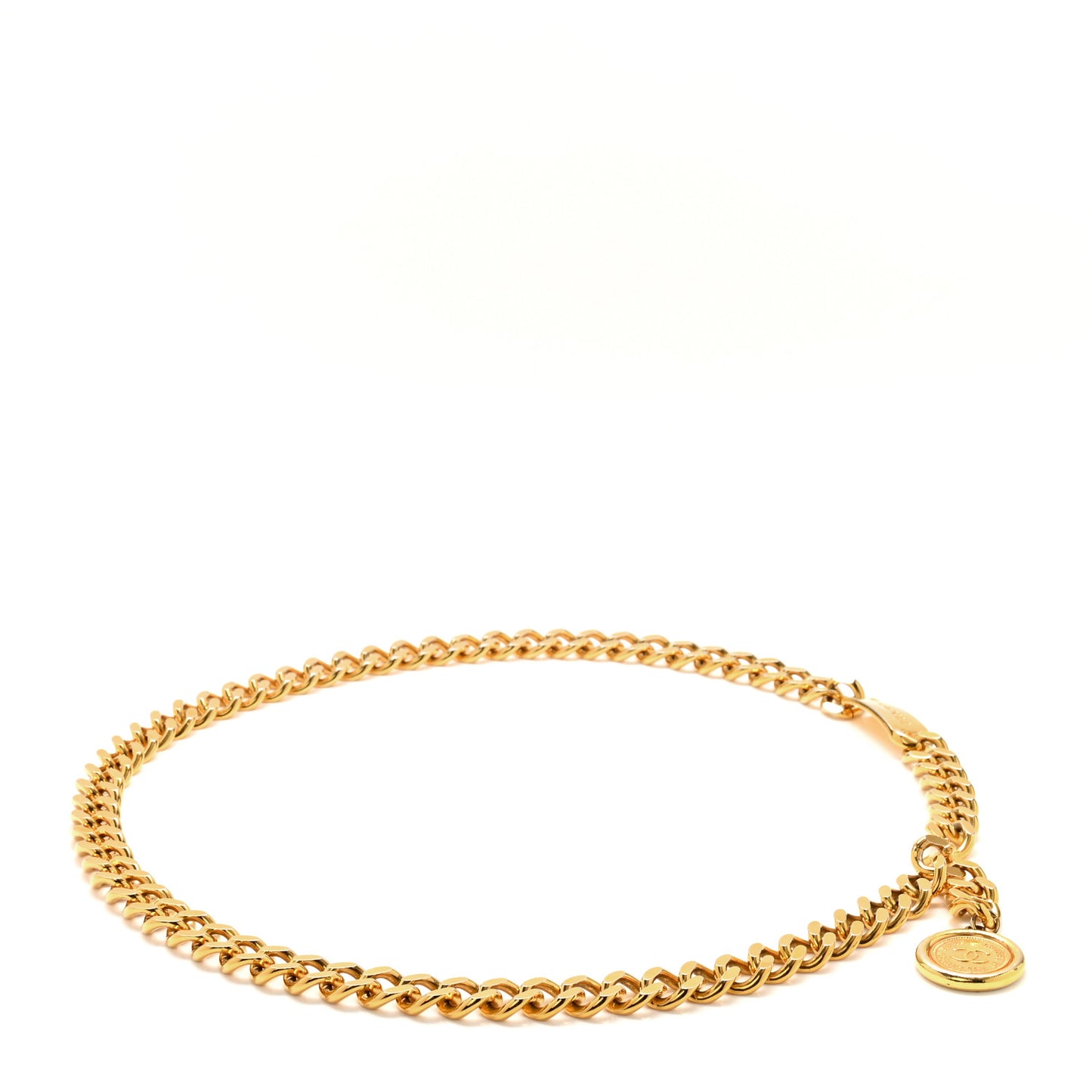 Metal Chain CC Medallion Belt Gold