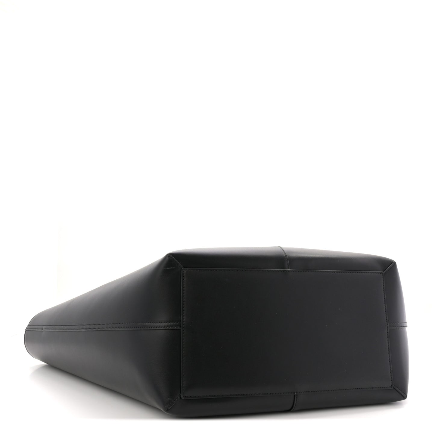Smooth Calfskin Maxi Trapezoid Shopping Tote Black