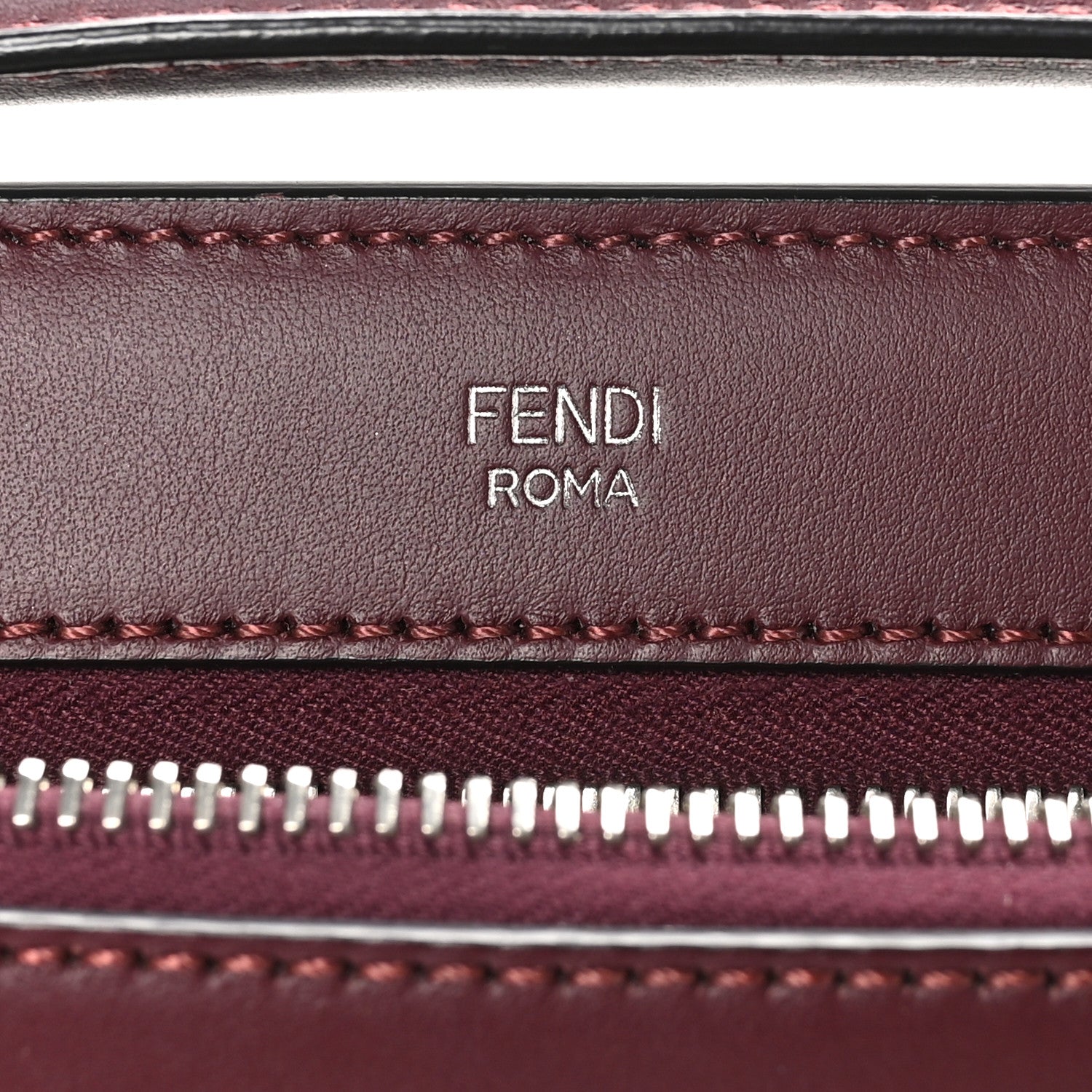 Fendi Vitello Baltico Dolce Shiny Nappa Lace Up DotCom Satchel Bordeaux 8 of 12
