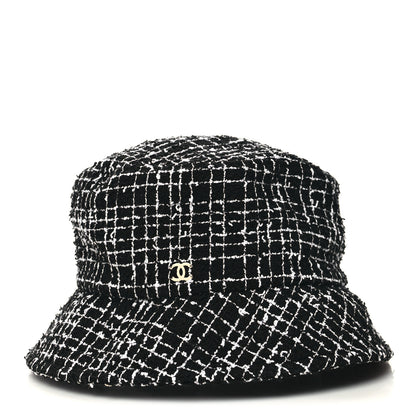 Chanel Tweed Bucket Hat M Black White 3 of 8