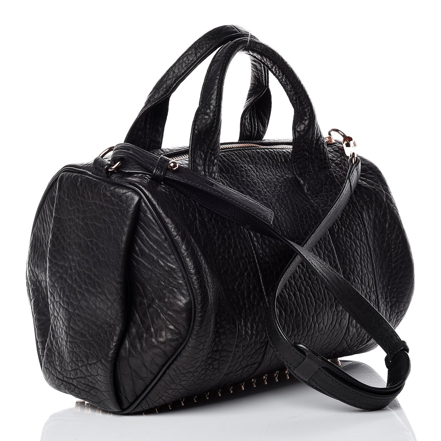 Pebbled Lambskin Rocco Black Rose Gold Hardware