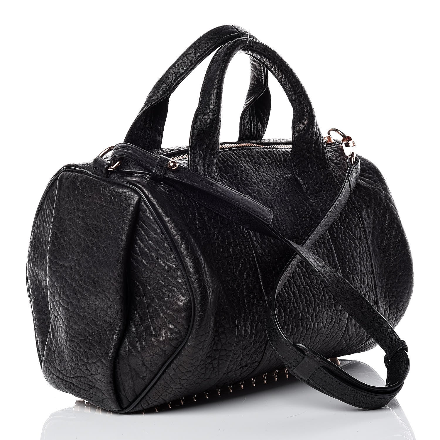 Alexander Wang Pebbled Lambskin Rocco Black Rose Gold Hardware 4 of 9