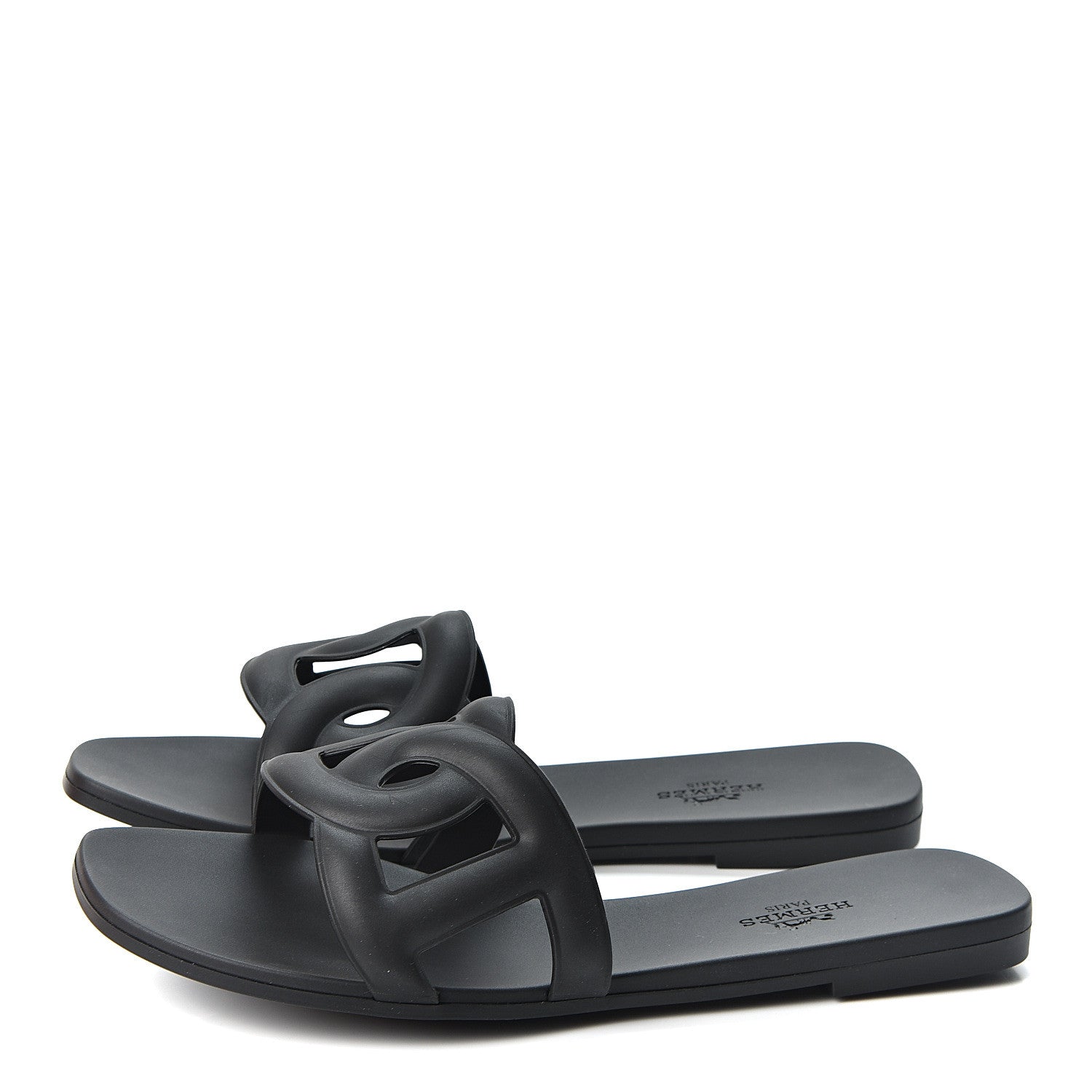 Hermes Rubber Aloha Sandals 37 Black 3 of 9