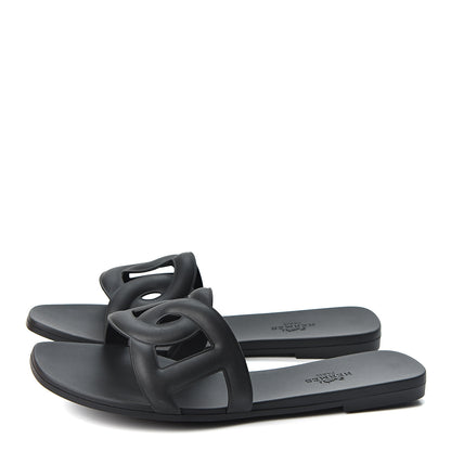 Hermes Rubber Aloha Sandals 37 Black 3 of 9