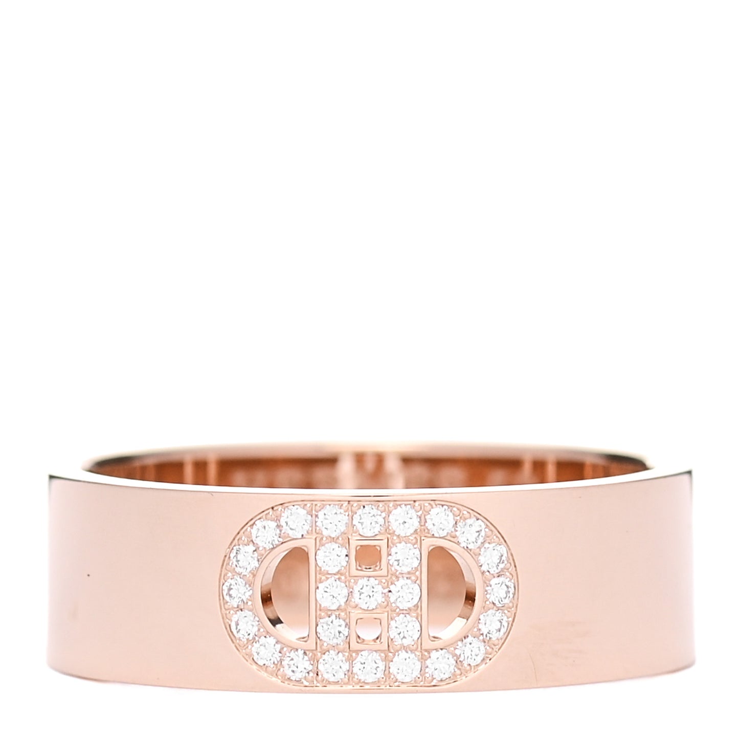 18K Rose Gold Diamond PM H D'Ancre Ring 50 5.25