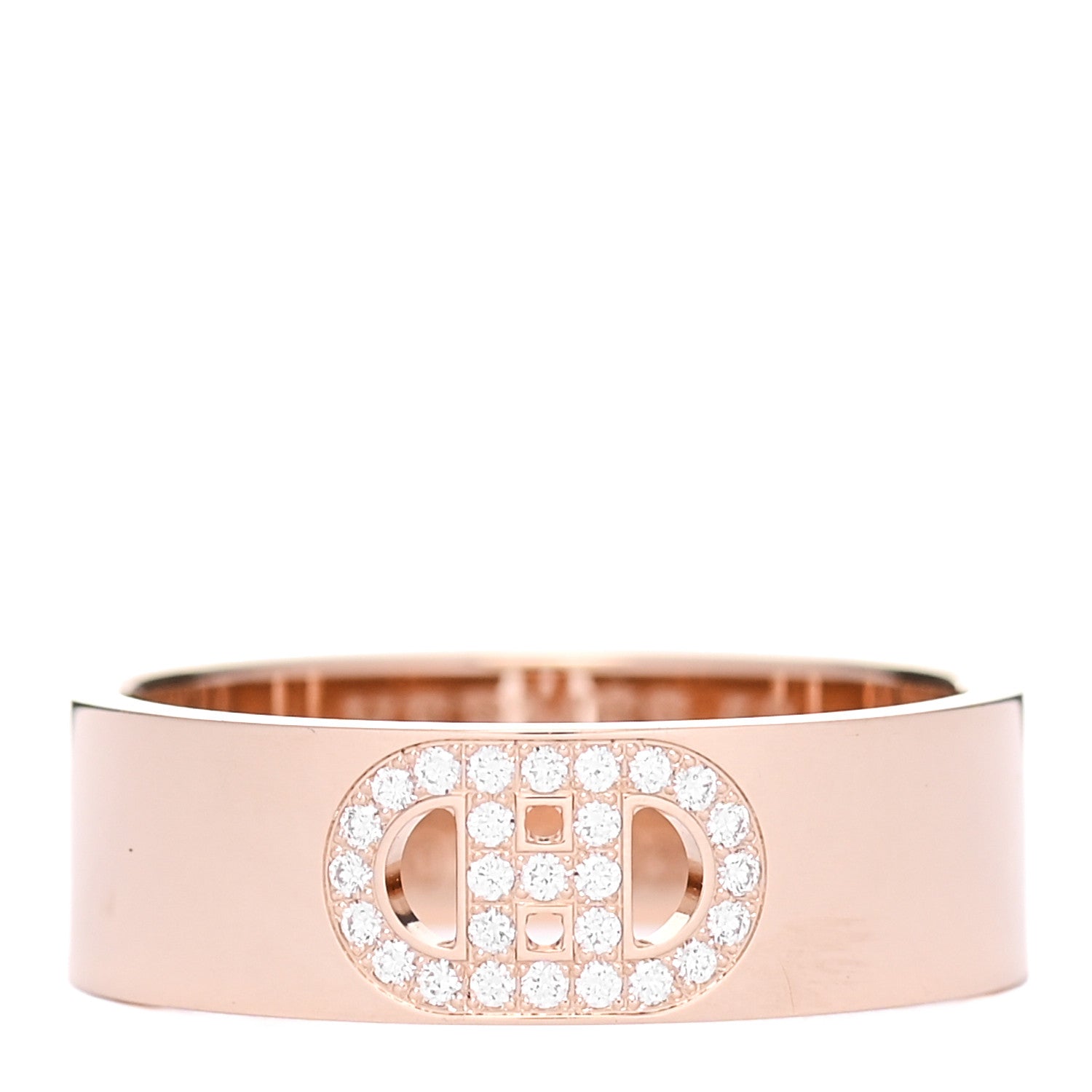 Hermes 18K Rose Gold Diamond PM H D'Ancre Ring 50 5.25 1 of 5